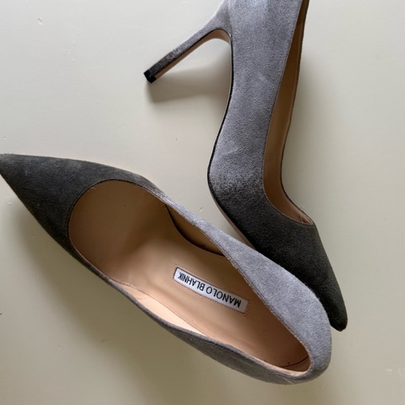 Manolo Blahnik / BB 105 grey ombre ombré suede point toe pumps heels 37.5 - Picture 8 of 10